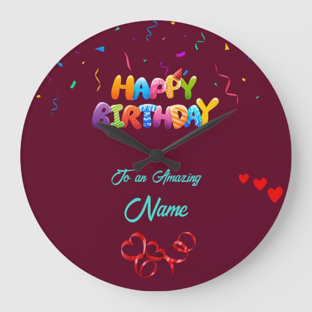 Personalisierte Wall Clock - Einzigartiges Geburts Große Wanduhr (Vorderseite)