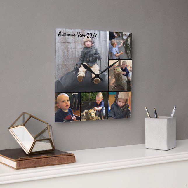 Personalisierte Wall-Clock-Fotos Quadratische Wanduhr (Büro)