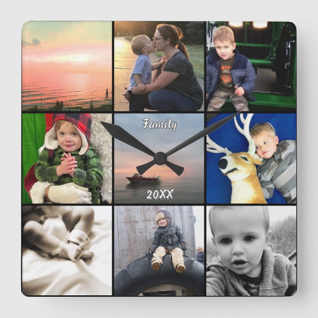 Personalisierte Wall-Clock-Fotos Quadratische Wanduhr (Vorderseite)