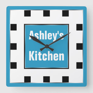 Personalisierte Wall-Uhr am Blue Block Square Quadratische Wanduhr