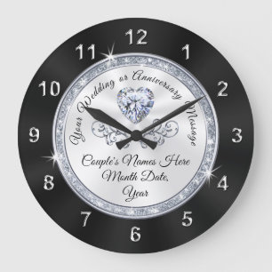 Personalisierte Wall-Uhren für Hochzeiten, Schwarz Große Wanduhr