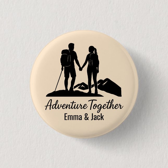 Personalisierte Wanderer-Paar-Silhouette Minimalis Button (Vorderseite)