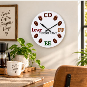 Personalisierte Wanduhr für Kaffeeliebhaber