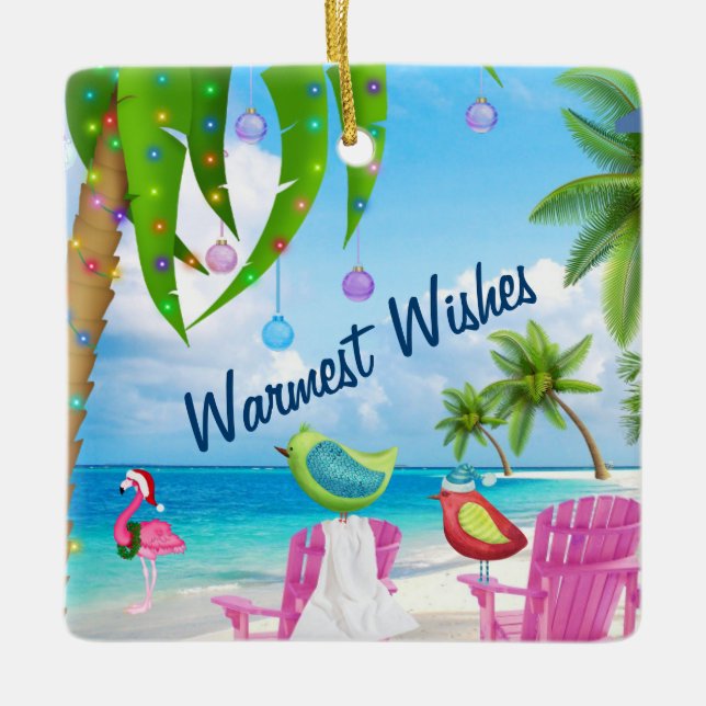Personalisierte Warmwünsche Birds Weihnachten Keramikornament (Vorderseite)