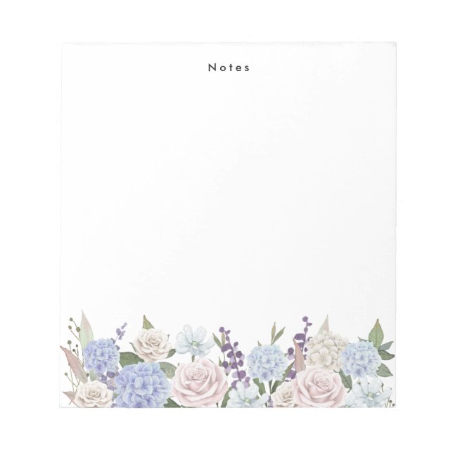 Personalisierte Wasserfarbe Blaue Hydrangeas Notizblock (Vorderseite)