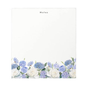 Personalisierte Wasserfarbe Blaue Hydrangeas Notizblock