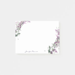 Personalisierte Wasserfarbe-Blumen in Lila Post-it Klebezettel