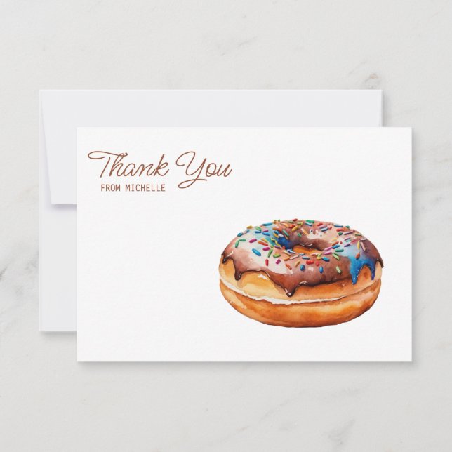 Personalisierte Wasserfarbe Donut Danke Karten (Vorderseite)