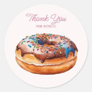 Personalisierte Wasserfarbe Donut  Runder Aufkleber