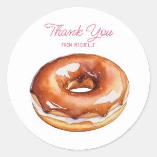 Personalisierte Wasserfarbe-Donut  Runder Aufkleber