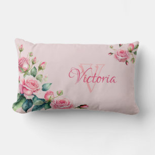 Personalisierte Wasserfarbe Elegante Blumen Lendenkissen