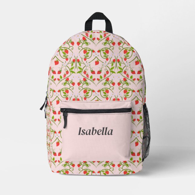 Personalisierte Wasserfarbe Erdbeere Blossom Muste Bedruckter Rucksack (Vorderseite)