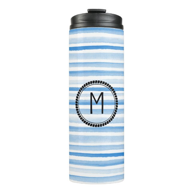 Personalisierte Wasserfarbe Erstmalige Reiseroute Thermosbecher (Vorderseite)