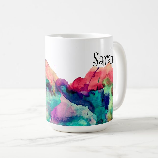 Personalisierte Wasserfarbe Farbe Spritzer 2 Kaffeetasse (VorderseiteRechts)