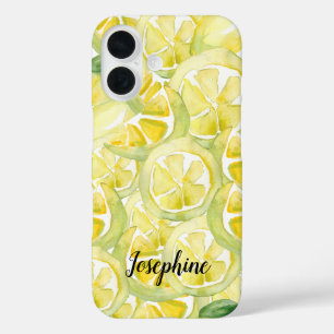 Personalisierte Wasserfarbe Frische gelbe Zitronen iPhone 16 Hülle