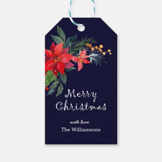 Personalisierte Wasserfarbe Frohe Weihnachtsfeier  Geschenkanhänger (Vorderseite)