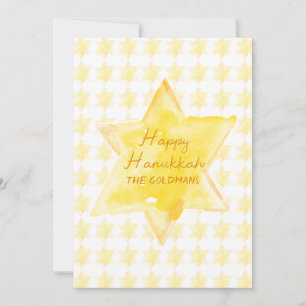 Personalisierte Wasserfarbe Jüdische Star Hanukkah Feiertagskarte