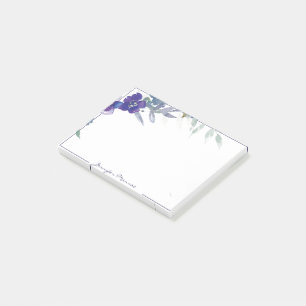 Personalisierte Wasserfarbe lila floral Post-it Klebezettel