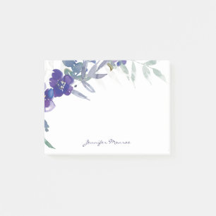 Personalisierte Wasserfarbe lila floral Post-it Klebezettel