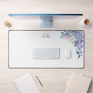 Personalisierte Wasserfarbe Lila Hydrangeas Schreibtischunterlage