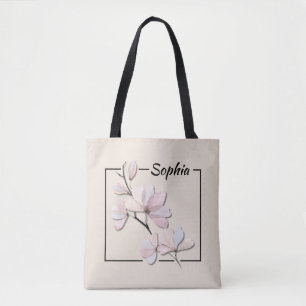 Personalisierte Wasserfarbe Magnolia Blume Tasche