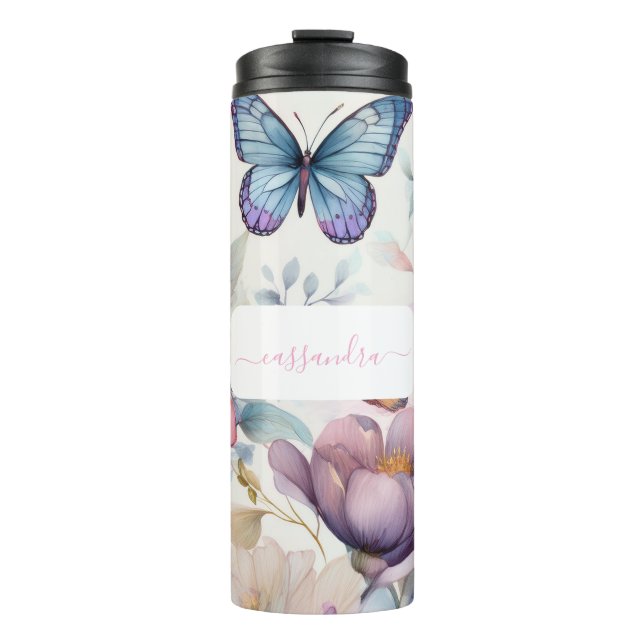 Personalisierte Wasserfarbe mit Name Thermosbecher (Vorderseite)