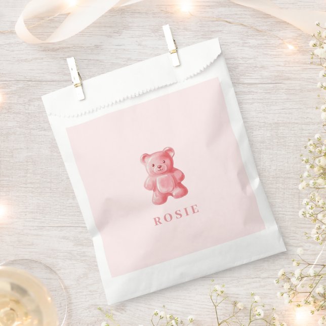 Personalisierte Wasserfarbe Niedlich rosa Gummibär Geschenktütchen (Ausgeschnitten)