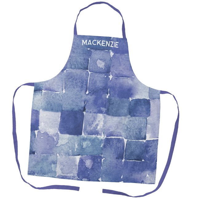 Personalisierte Wasserfarbe Paint Artist Blue Schürze (Personalized Watercolor Art apron for an artist, painter, crafting, cooking and creative pursuits)