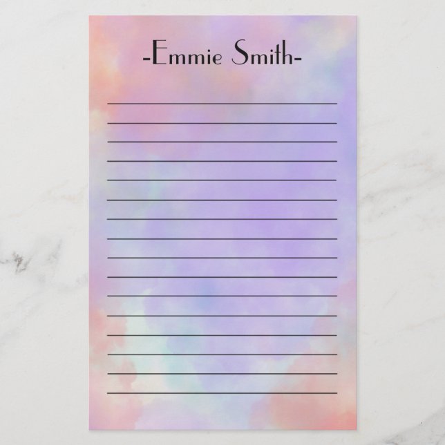 Personalisierte Wasserfarbe Rosa Lavendel Lila Lin Briefpapier (Vorderseite)