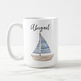 Personalisierte Wasserfarbe Sailboat Tasse