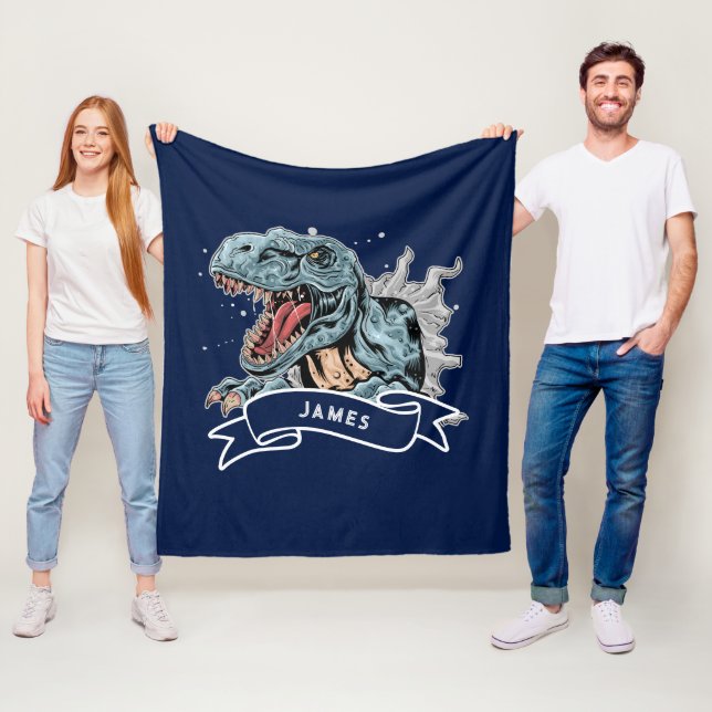 Personalisierte Wasserfarbe T-Rex Dinosaurier Kids Fleecedecke (Beispiel)