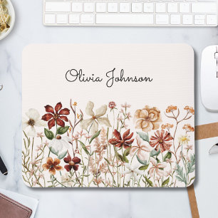 Personalisierte Wasserfarbe Vintage Wildblume Wies Mousepad