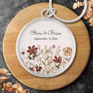 Personalisierte Wasserfarbe Vintage Wildblume Wies Schlüsselanhänger