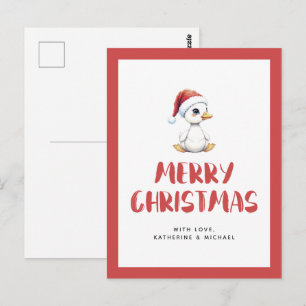 Personalisierte Wasserfarbe Weihnachtsgans Ente Postkarte