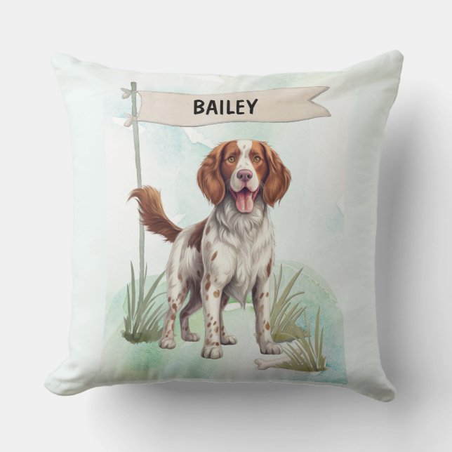 Personalisierte Wasserfarbe Welsh Springer Spaniel Kissen (Vorderseite)
