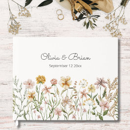 Personalisierte Wasserfarbe Wildblume Wiese Gästebuch