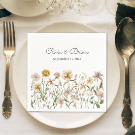 Personalisierte Wasserfarbe Wildblume Wiese Serviette