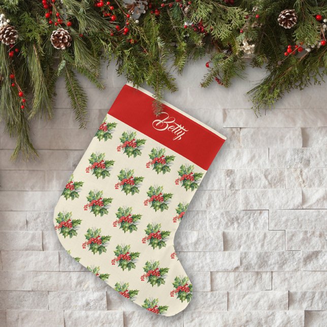 Personalisierte Wasserfarbe Winterfoliage Skandina Großer Weihnachtsstrumpf (Von Creator hochgeladen)