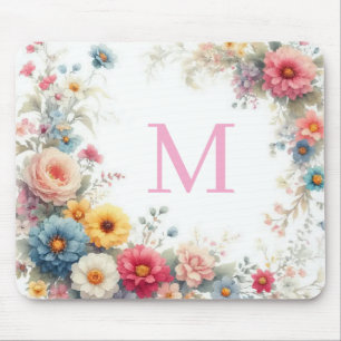 Personalisierte Wasserfarben-Blumen-Schablone Mono Mousepad
