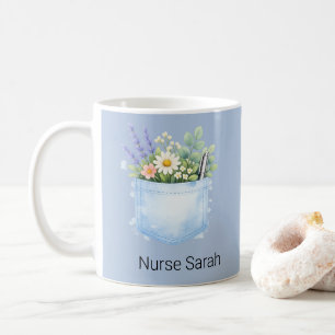 Personalisierte Wasserfarben-Blumen-Scrubs-Tasche Kaffeetasse