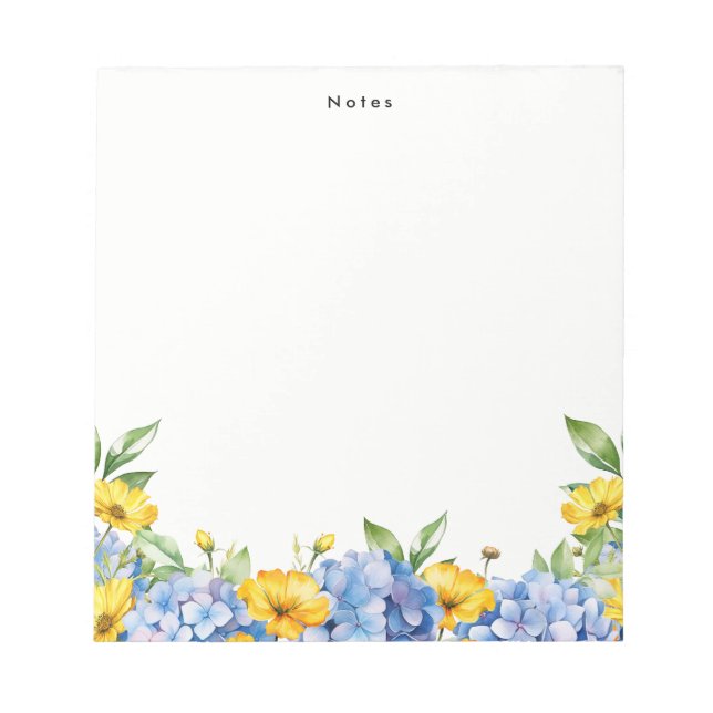 Personalisierte Wasserfarben-Gelbe Hydrangeas Notizblock (Vorderseite)