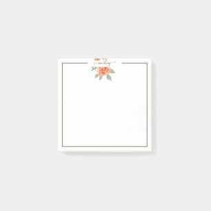 Personalisierte Wasserfarben-Orangenblumen Post-it Klebezettel
