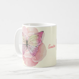 Personalisierte Wasserfarben-Schmetterlinge und Bl Kaffeetasse
