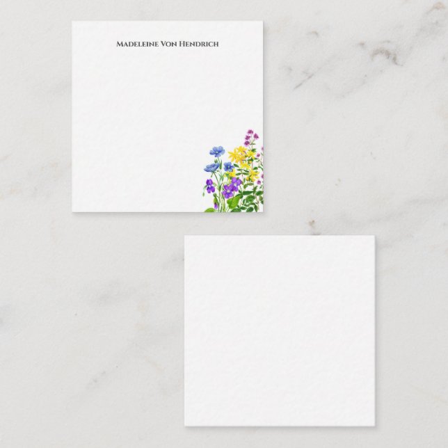 Personalisierte Wasserfarben Wilde Blume Mitteilungskarte (Vorne/Hinten)
