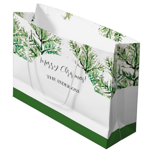 Personalisierte Wasserfarbenbaum Große Geschenktüte (Vorderseite Schrägansicht)