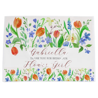 Personalisierte Wasserfarbenblume Große Geschenktüte