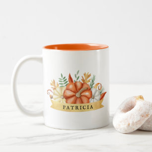 Personalisierte Wasserfarbenkürbis   Fall Zweifarbige Tasse