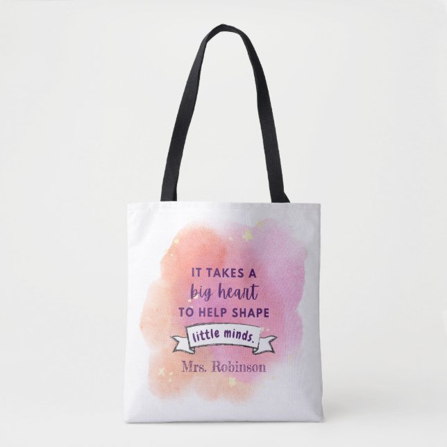 Personalisierte Wasserfarbenlehrerin Tote Tasche (Vorderseite)