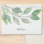 Personalisierte Wasserfarbenwelt Geschirrtuch<br><div class="desc">Dieses einzigartige personalisierte Küchentuch ist mit Aquarell und stilvoller Schriftzeichen geschmückt. Einfach anpassbar. Macht ein großartiges Geschenk für die Hauswärmung. Original Wasserfarbe © Michele Davies.</div>