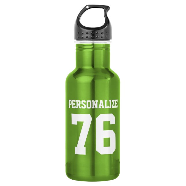 Personalisierte Wasserflasche aus grünem Metall (Vorderseite)